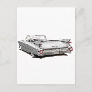 1959 Cadillac White Car Postkarte