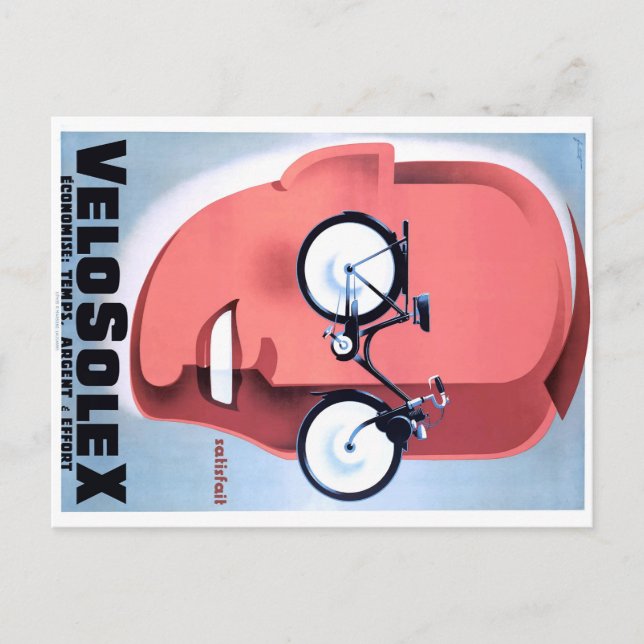 1959 Solex Powered Bicycle Advertising Poster Postkarte (Vorderseite)