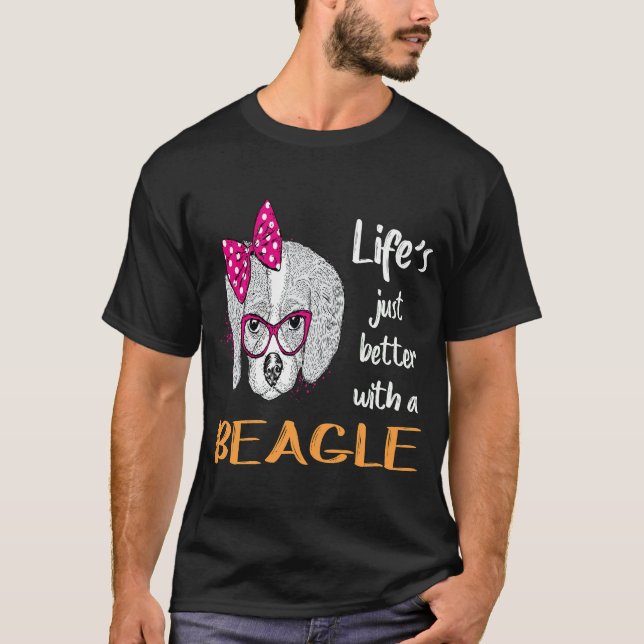 195 Leben einfach besser mit einem Beagle T-Shirt (Vorderseite)
