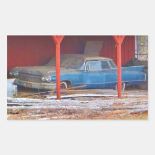 1960 BLAUE SADAND DEVILLE Antiker Wagen Rechteckiger Aufkleber