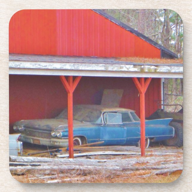 1960 BLUE SADAND DEVILLE Antique car Getränkeuntersetzer (Vorderseite)