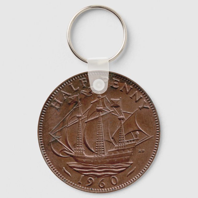 1960 Britischer ha'penny-Schlüsselanhänger Schlüsselanhänger (Vorderseite)