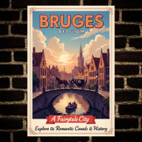 1960 Bruges, Belgique Poster Vintage voyage