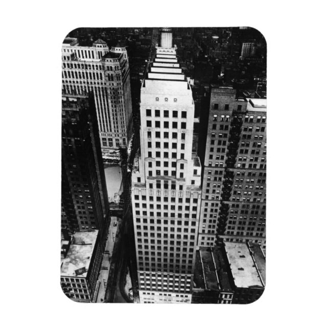 1960: Luftbild eines Wolkenkratzers von Chicago Magnet (Vertikal)