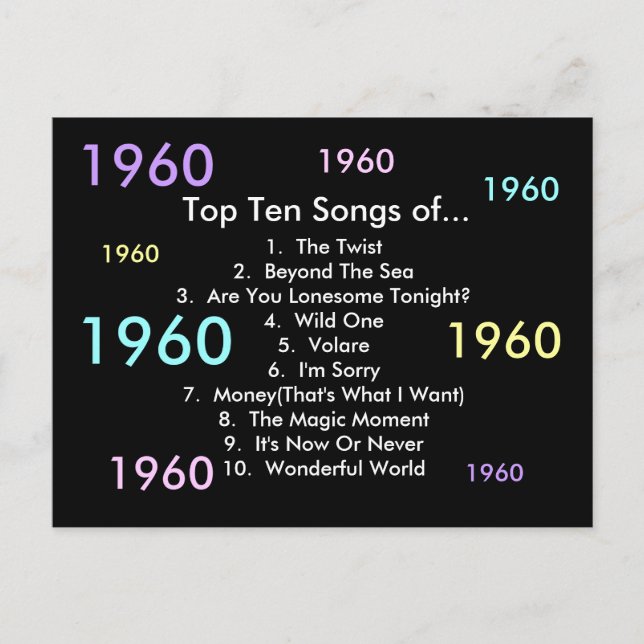 1960 Songs Postkarte (Vorderseite)
