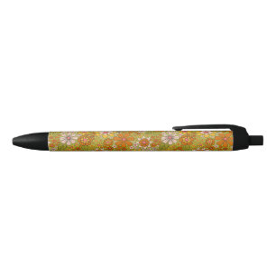 1960er, 1970er Jahre, grün & orange Retro floral Kugelschreiber