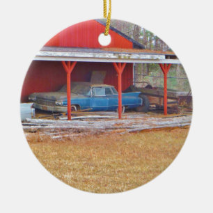 1960er BLUE CADILLAC DEVILLE Oldtimer Keramikornament