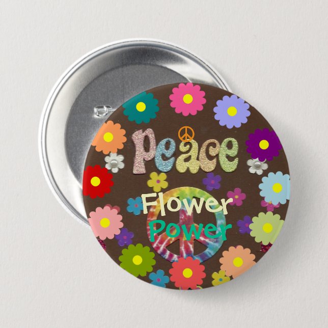 1960er Flower Power  Button (Vorne & Hinten)