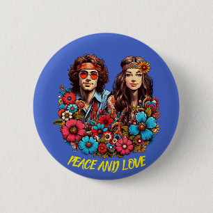 1960er Hippie Couple Blume Child Peace & Liebe art Button