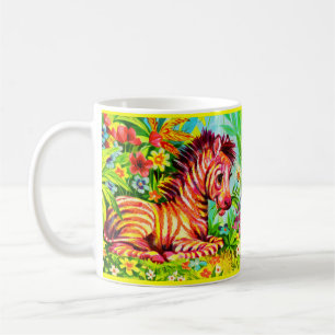 1960er Jahre farbenfroher Zebradruck Kaffeetasse