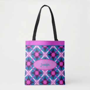 1960er Jahre Muster in Rosa, Lila und Blau, Retro Tasche