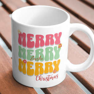 1960er Retro Groovy Rosa Frohe Weihnachten Boho Na Tasse