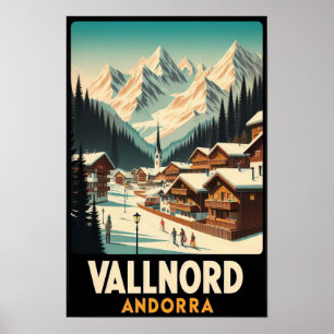 1960er Winterzauber von Vallnord Andorra Reise Poster