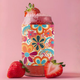 1960s 1970s Groovy Colorful Flower Power  Dosenglas