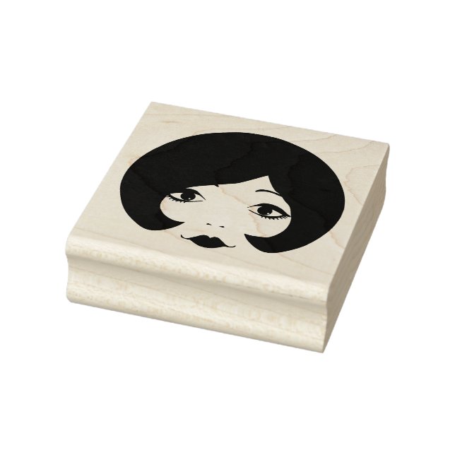 1960s cartoon womans face makeup beauty art  gummistempel (Stempel)