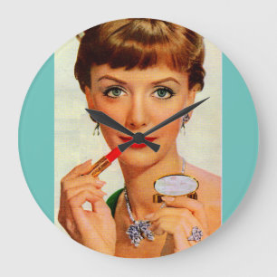 1960s lipstick lady große wanduhr