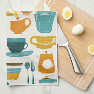 1960's Mid Century Modern teal, orange, yellow Geschirrtuch