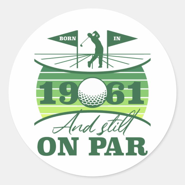 1961 60. Geburtstag Golf Lover Runder Aufkleber (Vorderseite)