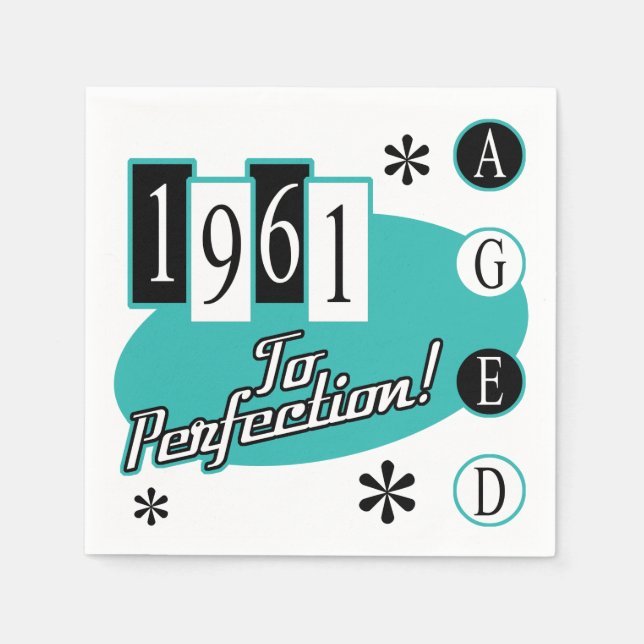 1961 60. Geburtstag Mitte Jahrhundert Moderne Serviette (Vorderseite)