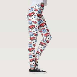 1961 C1 rotes klassisches Sportwagen Retro Route 6 Leggings