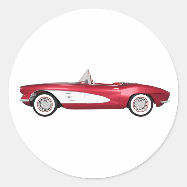 1961 Corvette C1: Candy Apple Finish: Runder Aufkleber (Vorderseite)