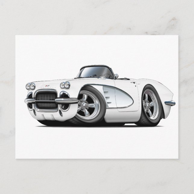 1961 Corvette White Convertible Postkarte (Vorderseite)