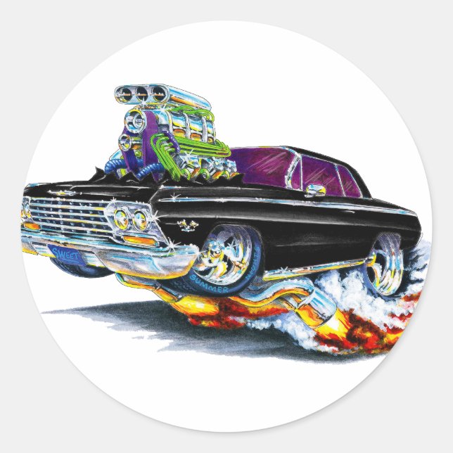 1962-63 Impala Black Car Runder Aufkleber (Vorderseite)