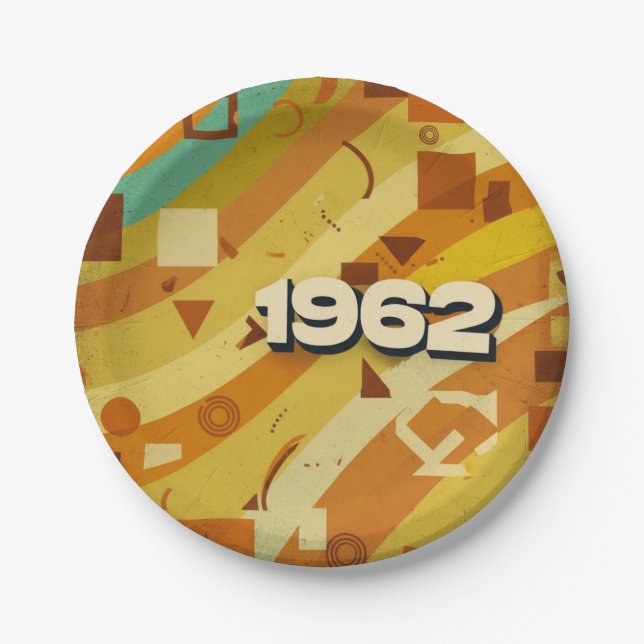 1962 - Retro Vintager 60er Geometric Design - Pappteller (Vorderseite)