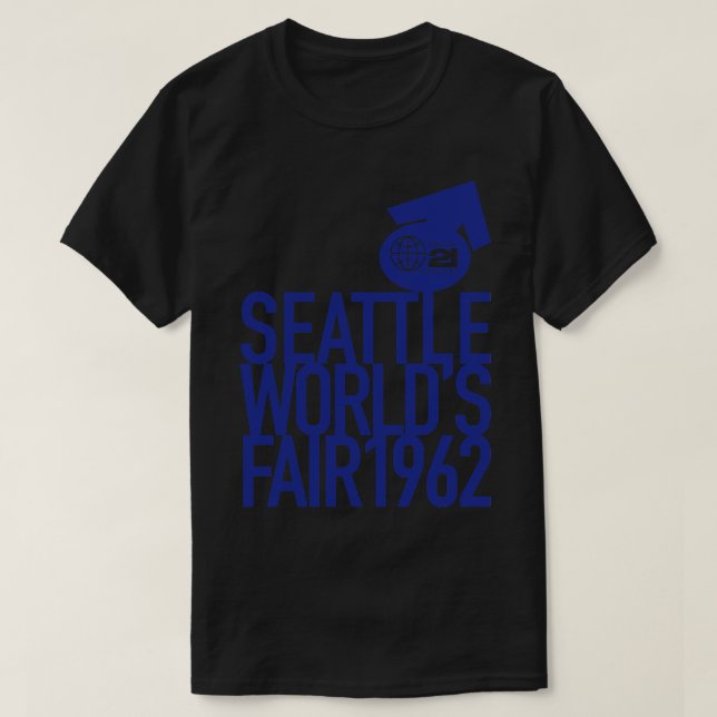 1962 Seattle Worlds Fair Block Blue T-Shirt (Design vorne)