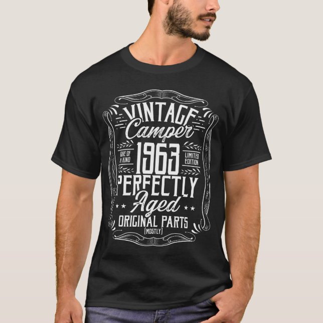 1963 Birthday Idea Camper Scout Camping 1963 vinta T-Shirt (Vorderseite)