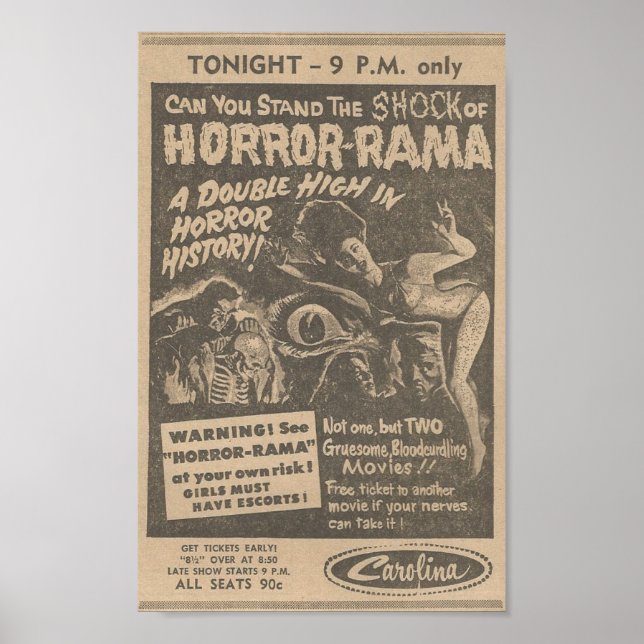 1963 South Carolina Horror Movie Ad Poster (Vorne)