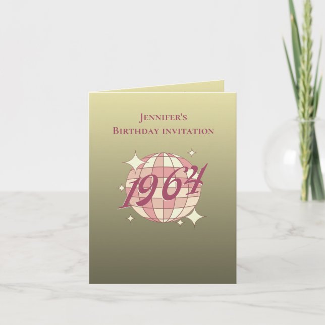 1964 60. Geburtstagsretro Gold rosa Einladung (Vorderseite)
