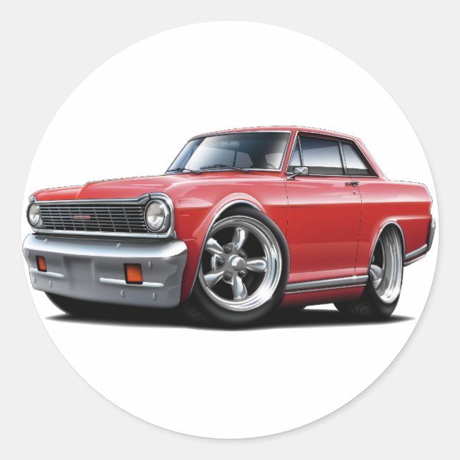 1964-65 Nova Red Car Runder Aufkleber (Vorderseite)
