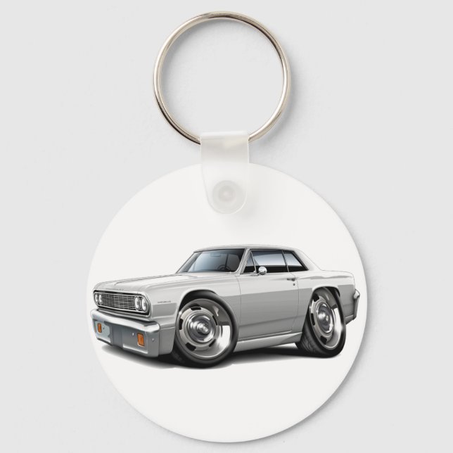 1964 Chevelle White Car Schlüsselanhänger (Vorderseite)