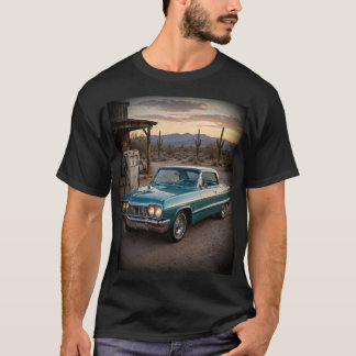 1964 Chevy Impala Türkis Wüsten-Tankstellen-T-Shir T-Shirt