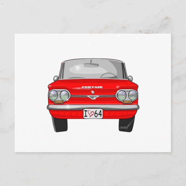 1964 Corvair-Frontansicht Postkarte (Vorderseite)