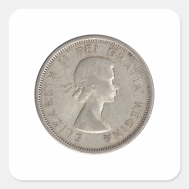 1964 Kanadisches Viertel Quadratischer Aufkleber (Vorderseite)