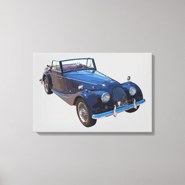 1964 Morgan Plus 4 Cabrio-Sportwagen Leinwanddruck (Vorderseite)
