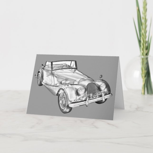 1964 Morgan Plus 4 Sports Car Illustration Karte (Vorderseite)