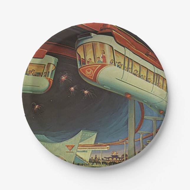 1964 New Yorker Messe Monorail Pappteller (Vorderseite)