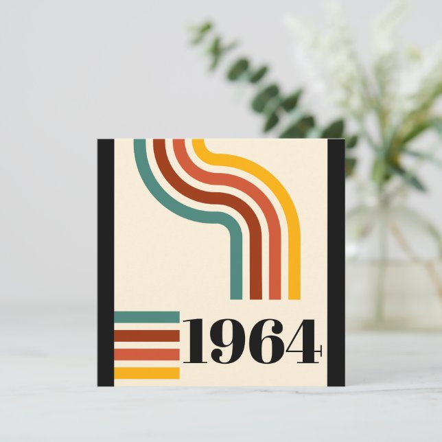 1964 Retro Stripe Vintage Poster Einladung (Stehend Vorderseite)