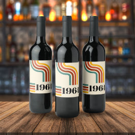 1964 Retro Stripe Vintage Poster Weinetikett