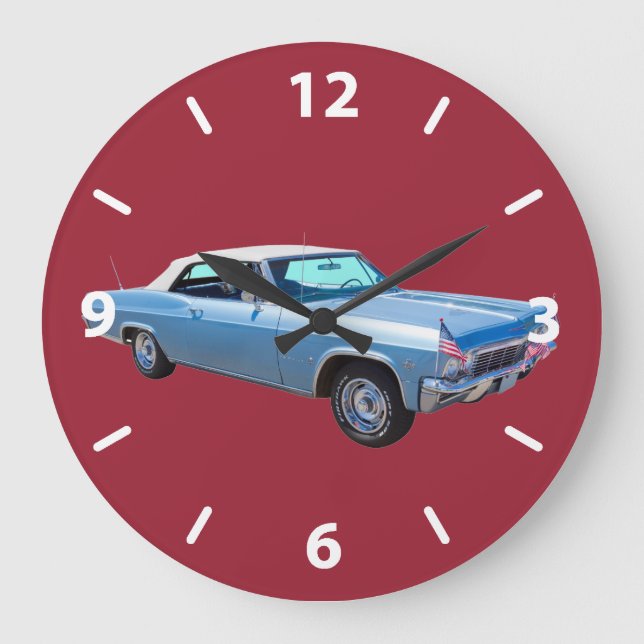 1965 Chevy Impala 327 Convertible Große Wanduhr (Vorderseite)
