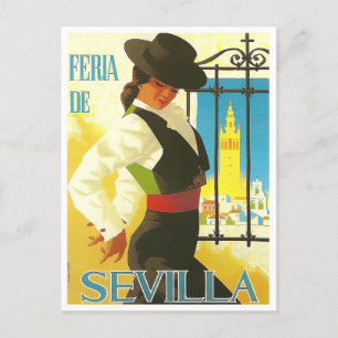 1965 Feria de Sevilla Vintage-Reise Postkarte