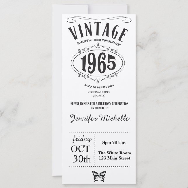1965 invitations vintages d'anniversaire (Devant)