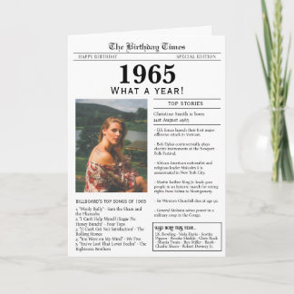 1965 Newspaper Birthday card Karte