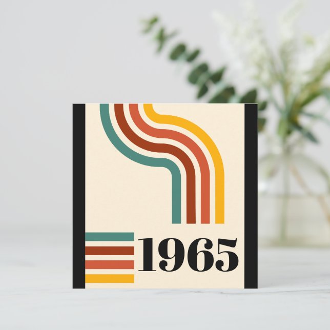 1965 Retro Stripe Vintage Poster Dankeskarte (Stehend Vorderseite)