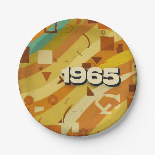 1965 - Retro Vintager 60er Geometric Design - Pappteller