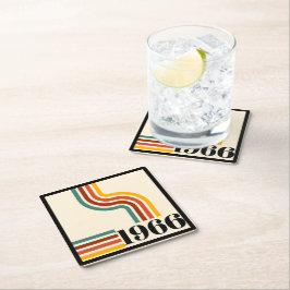 1966 60th Birthday Retro Stripe Vintage  Rechteckiger Pappuntersetzer