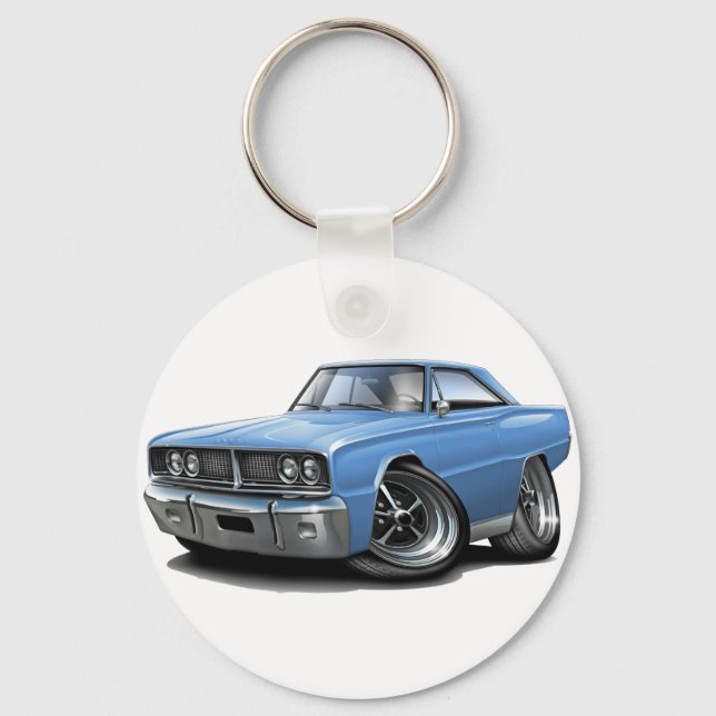 1966 Coronet Lt Blue Car Schlüsselanhänger (Vorderseite)